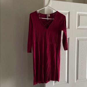 Alya Deep Red Long Sleeve Dress